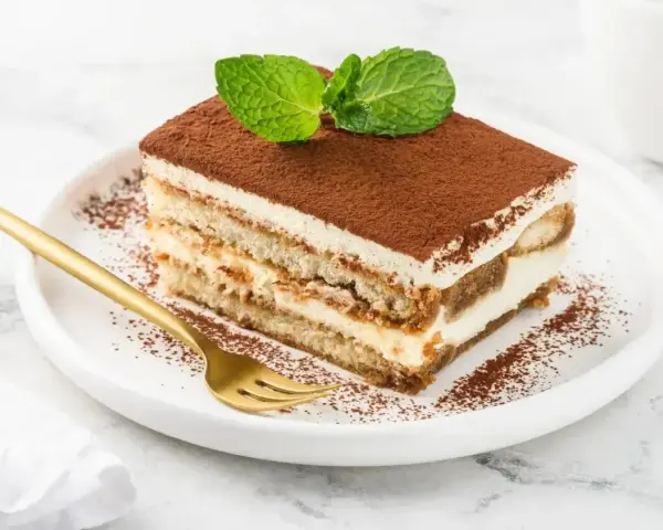 Pyszne tiramisu z miętą i kakao. Zastanawiasz się, jaki alkohol do tiramisu? Spróbuj amaretto lub marsali dla idealnego smaku.