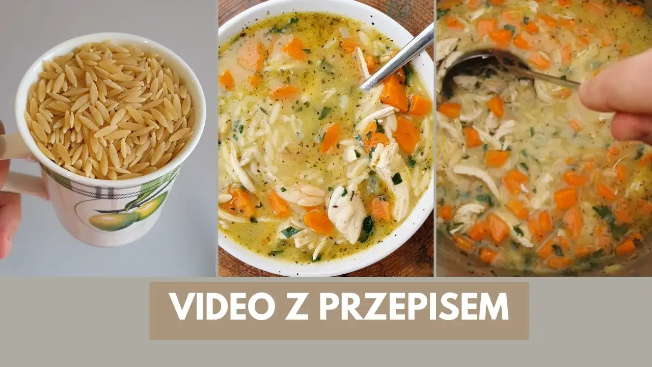 Aromatyczna zupa z kurczakiem z makaronem orzo i marchewką. Idealna na chłodne dni.